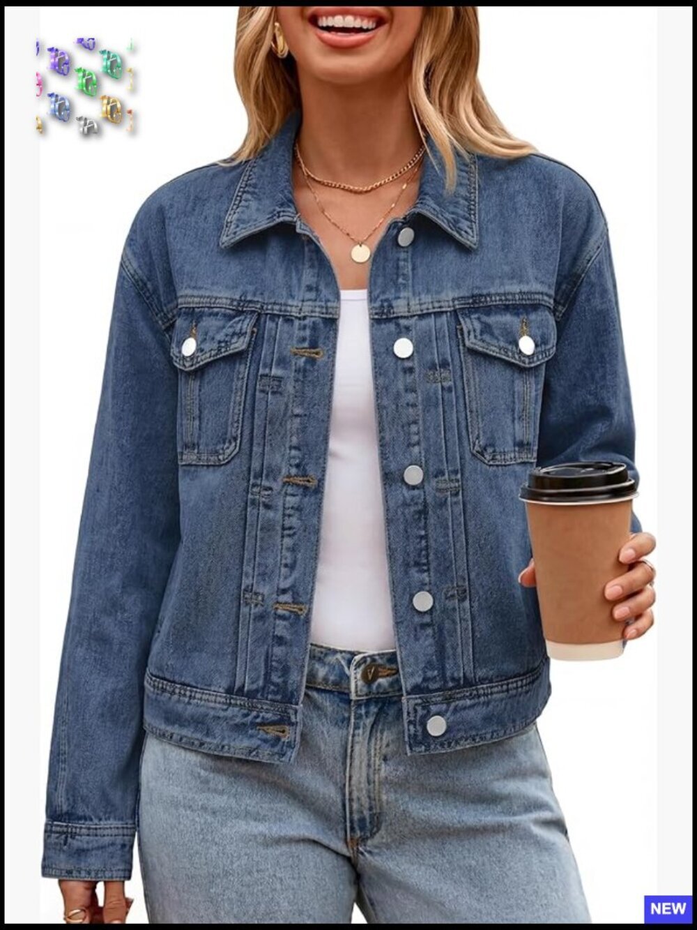 Classic Denim Jacket Button Down Long Sleeve Regular Fit Layering Essential